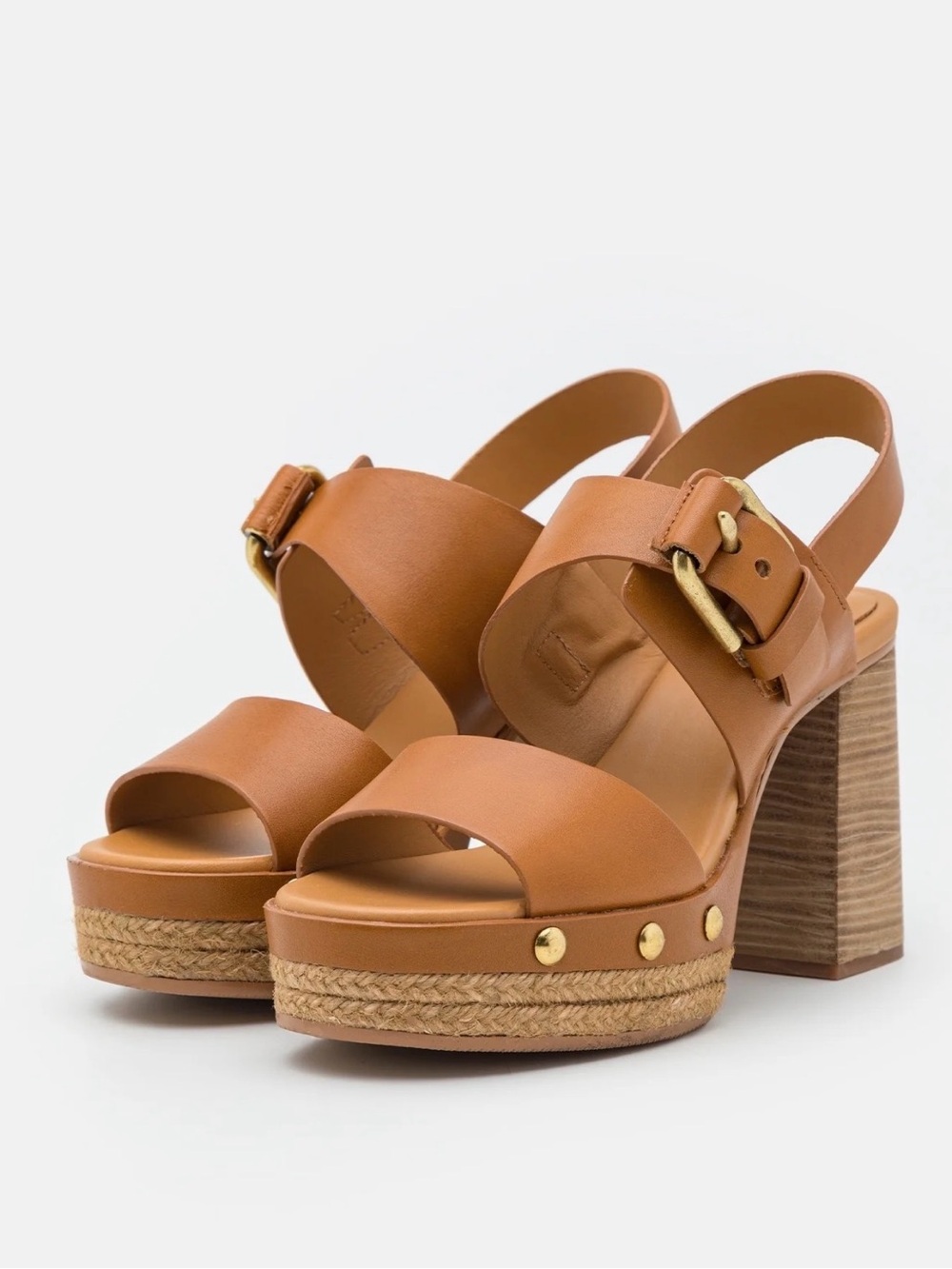 See by Chloe Women’s Tan Platform Sandals with Block Heel size 9